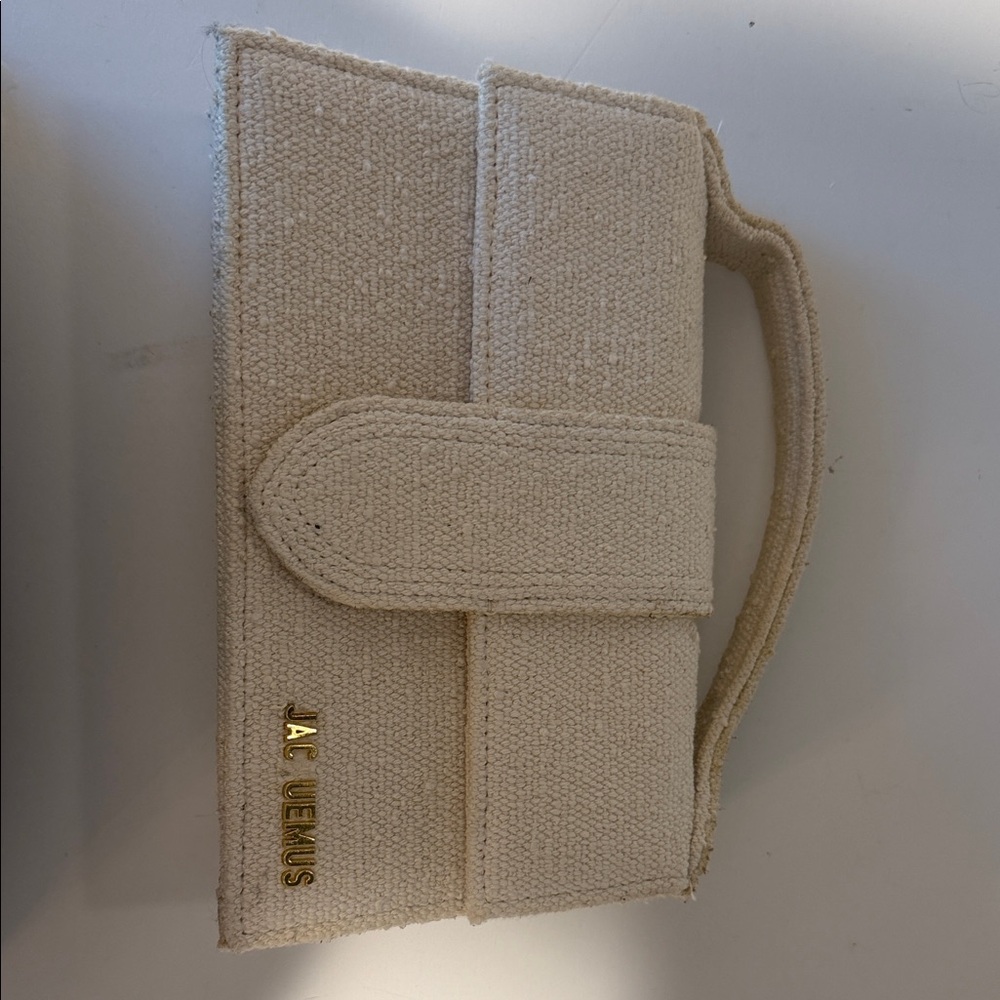 Jacquemus Cream Canvas Top-Handle Wristlet